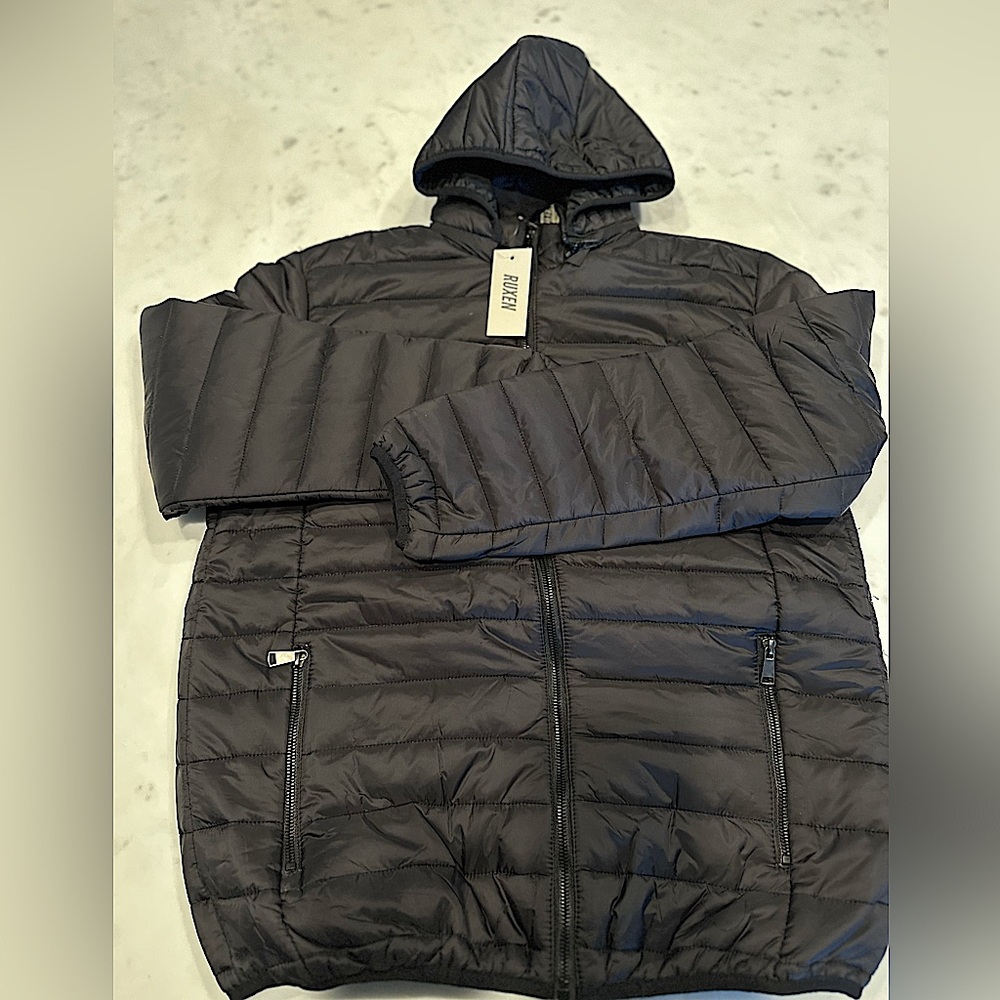 NWT Ruxen Black Puffer Jacket XL